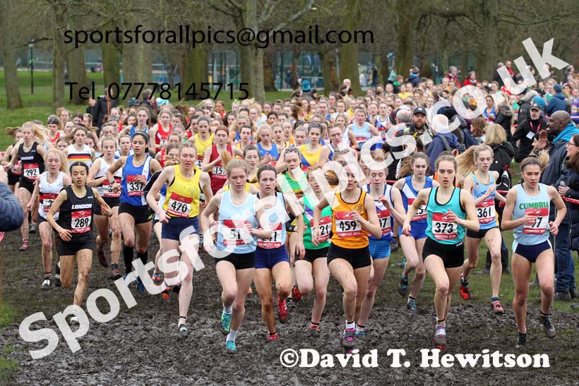 Senior girls, 2020 New Balance English Schools Champs., Sefton Park, Liverpool. Photo: David T. Hewitson/Sports for All Pics